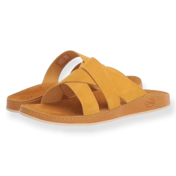 CHACO Leather Wayfarer Slide’s Womens Yellow Slip-on Sandal - Picture 15 of 16